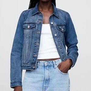 Old Navy Classic Blue Jean Jacket button up cotton blend sz medium button cuffs